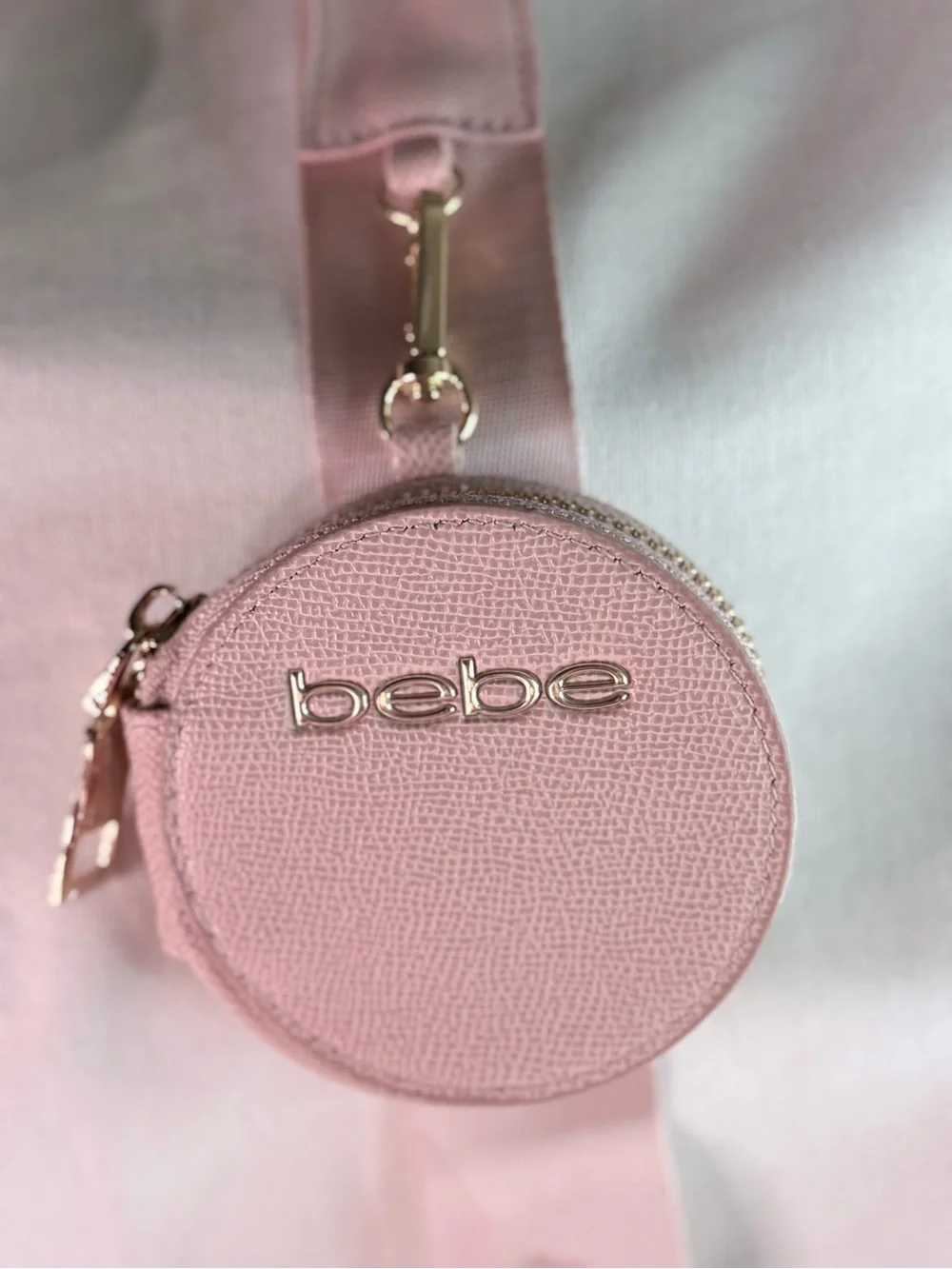 bebe Pink Signature Crossbody Bag with Coin Pouch, Keychain and adjustable Strap